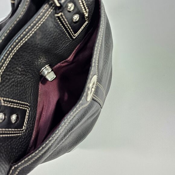 Coach Hamilton Hampton F13959 Black Pebbled Leather Shoulder Bag Turn Lock - Picture 10 of 12